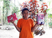 Yalen, 18, with her sanitary pads from Plan International