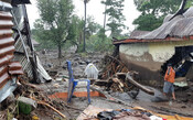 Badly damaged buildings in Lembata region caused by the extreme weather conditions