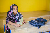 Aminatou, 14, learning at school in Timbuktu, Mali